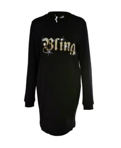 Moschino Printed Logo Dress In Black