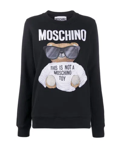 Moschino Printed Logo Sweater In Black
