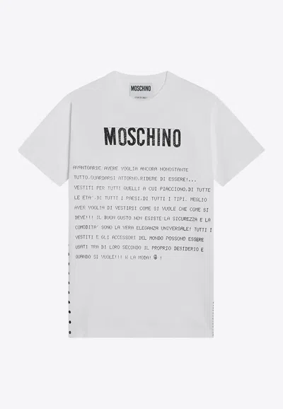 Moschino White Cotton T-shirt With Logo In Multi