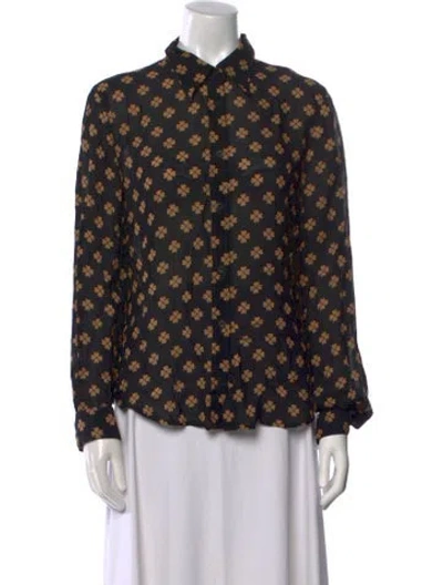 Pre-owned Moschino Printed Long Sleeve Button-up Top In Black