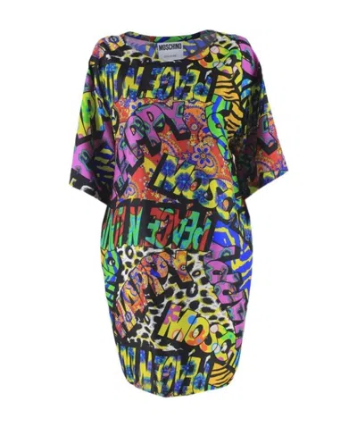 Moschino Printed Loose Dress In Multicolor