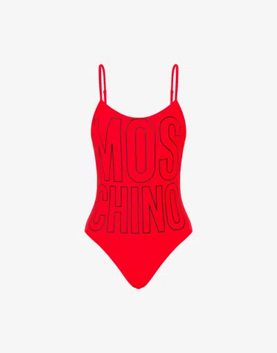 Moschino Costume Intero In Lycra Stampato In Red