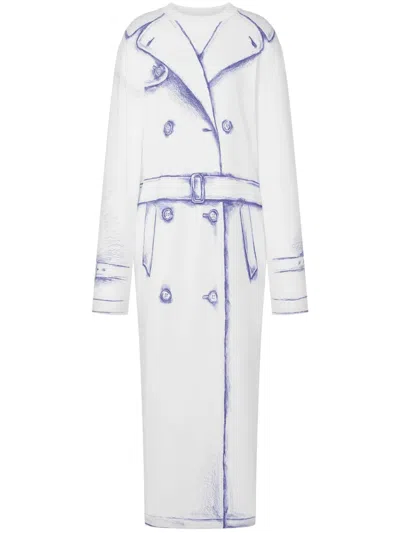 Moschino Printed Midi Dress In White