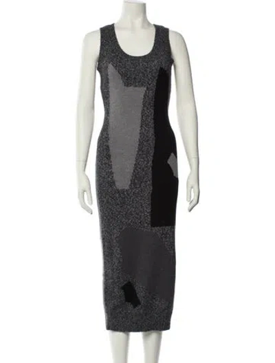 Pre-owned Moschino Printed Midi Length Dress In Black