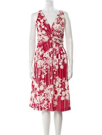 Pre-owned Moschino Printed Midi Length Dress In Red