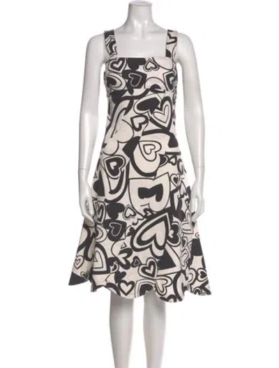Pre-owned Moschino Printed Midi Length Dress In White