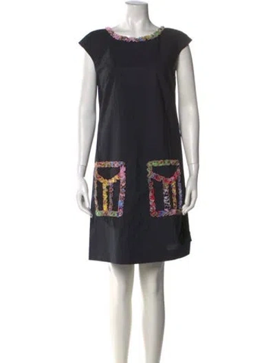 Pre-owned Moschino Printed Mini Dress In Black