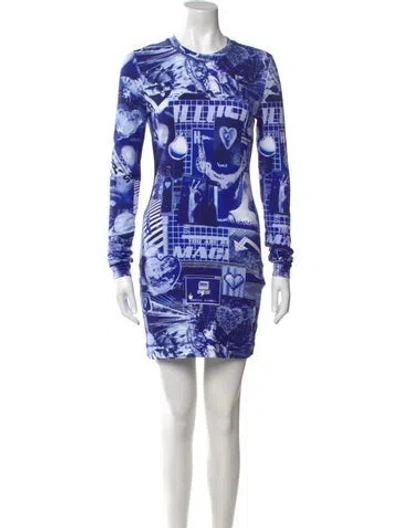Pre-owned Moschino Printed Mini Dress In Blue