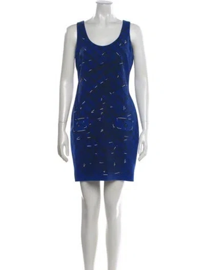 Pre-owned Moschino Printed Mini Dress In Blue