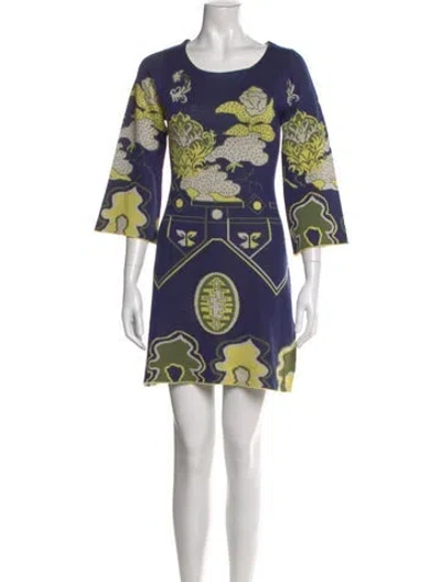 Pre-owned Moschino Printed Mini Dress In Green