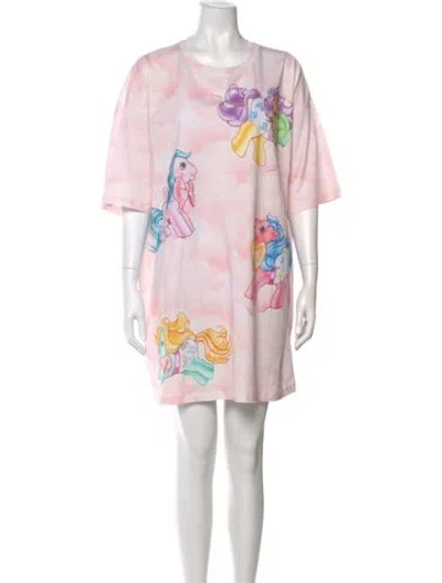 Pre-owned Moschino Printed Mini Dress In Pink