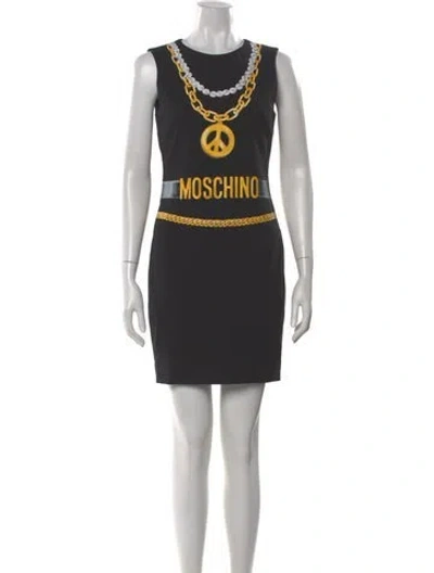 Pre-owned Moschino Printed Mini Dress W/ Tags In Black