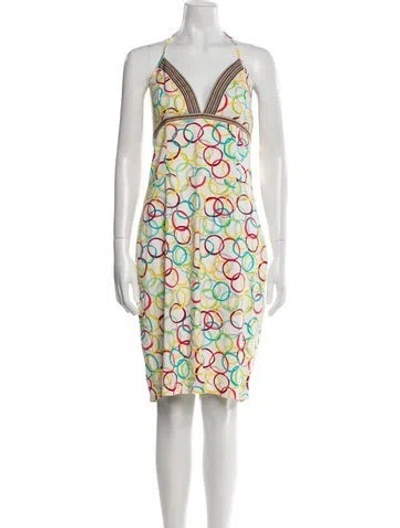 Pre-owned Moschino Printed Mini Dress In White
