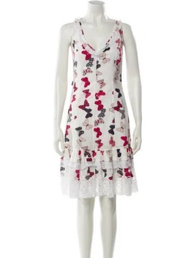 Pre-owned Moschino Printed Mini Dress In White