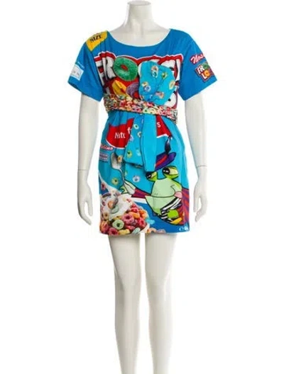 Pre-owned Moschino Printed Mini Dress In Yellow