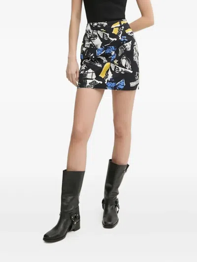 Moschino Printed Mini Skirt In Black