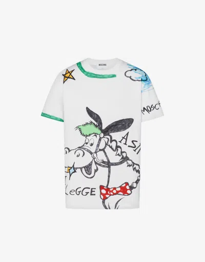 Moschino Printed Organic Cotton Jersey T-shirt In Multi