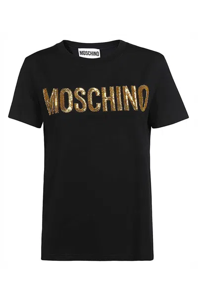 Moschino Printed Organic Cotton Jersey T-shirt In Black