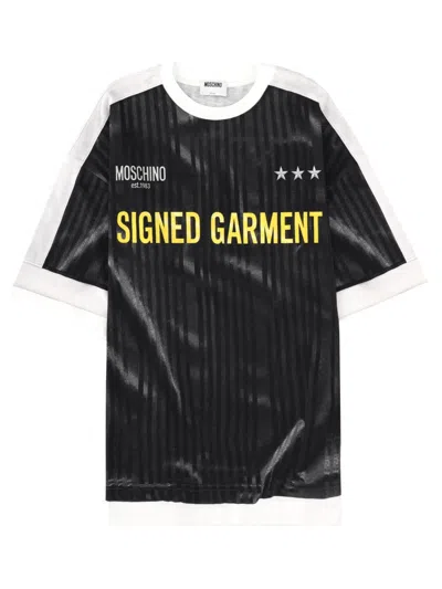 Moschino Printed Organic Cotton Jersey T-shirt In Black
