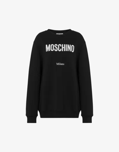 Moschino Printed Organic Cotton Sweatshirt In Black