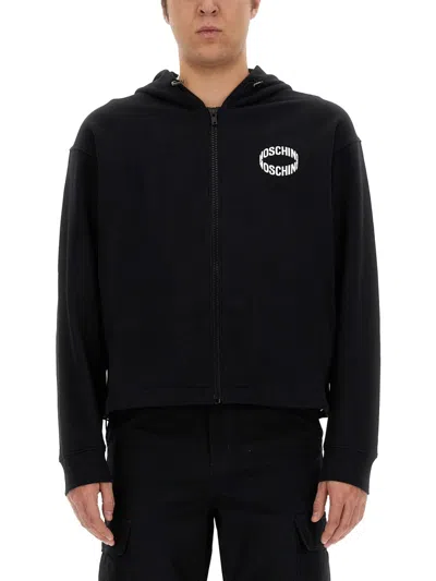 Moschino Printed Organic Cotton Sweatshirt In Black