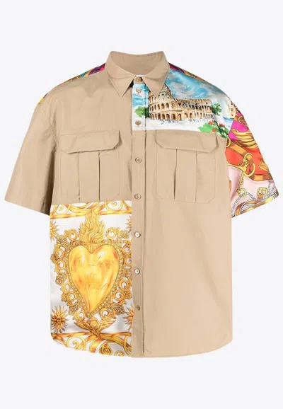 Moschino Printed Patchwork Short-sleeved Shirt