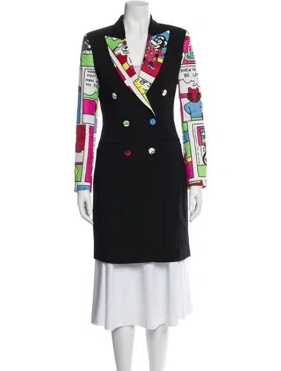 Pre-owned Moschino Printed Peacoat In Black