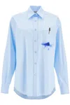 Moschino Printed Pocket Shirt With Button In Light Blue