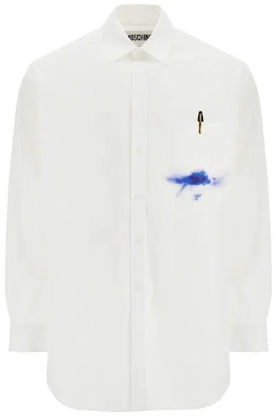 MOSCHINO PRINTED POCKET SHIRT WITH BUTTON