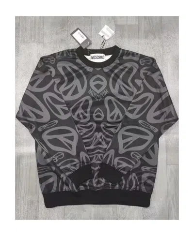 Moschino Printed Round-neck Sweater In Black