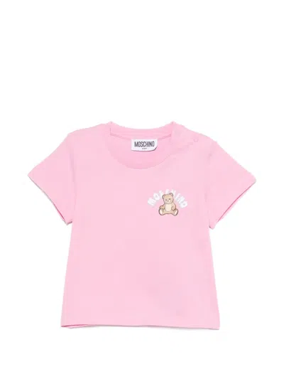Moschino Babies' Printed Round-neck T-shirt In Pink