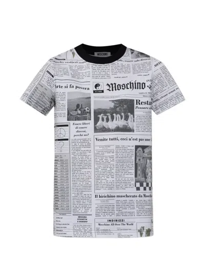 Moschino Printed Round-neck T-shirt In Gray