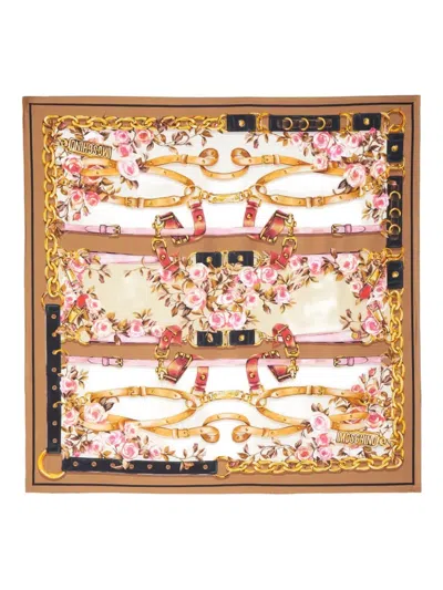 Moschino Printed Scarf In Brown