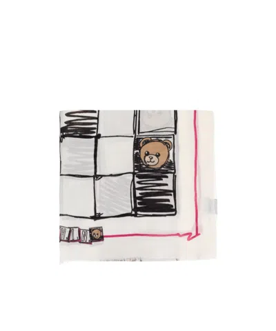 Moschino Printed Scarf In White