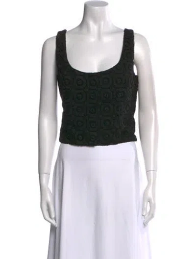 Pre-owned Moschino Printed Scoop Neck Crop Top In Black