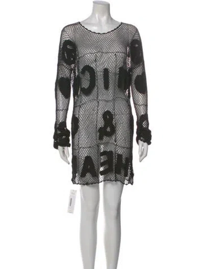 Pre-owned Moschino Printed Scoop Neck Sweater In Black