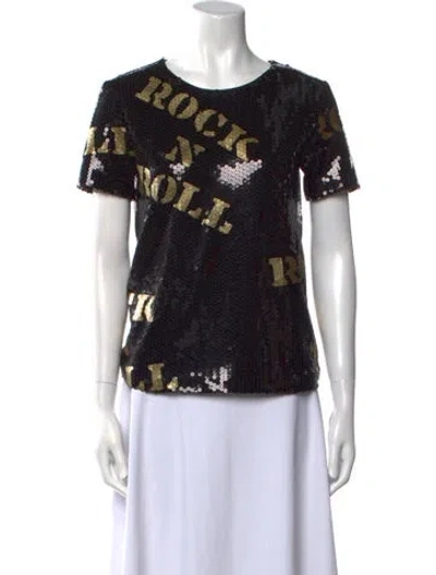 Pre-owned Moschino Printed Scoop Neck T-shirt In Black