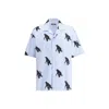 Moschino Poplin Shirt Allover Chimpanzee In Blue