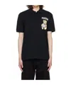 Moschino Drawn Teddy Bear Logo Polo Shirt In Black