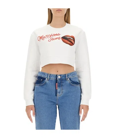Moschino Printed Short Style Sweater In White