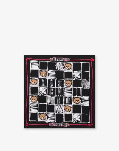 Moschino Foulard In Crêpe Di Seta Stampato In Black