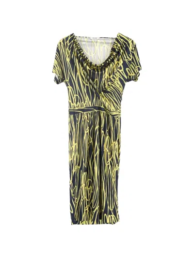 Pre-owned Moschino Printed Silk Dress In Blue