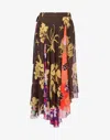 Moschino Bedruckter Seiden-goergette-rock In Brown