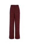 Moschino Pantalone In Seta Stampata Donna In Burgundy
