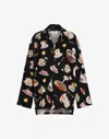 Moschino Tea Time Printed Silk Satin Shirt In Black