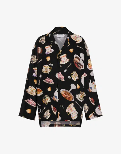 MOSCHINO PRINTED SILK SATIN SHIRT