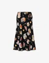 Moschino Tea Time Printed Silk Satin Midi Skirt In Black