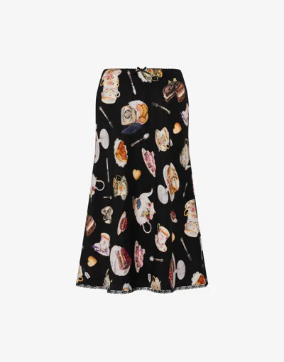 MOSCHINO PRINTED SILK SATIN SKIRT