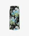 Moschino Floral Print Silk Satin Midi Skirt In Multi