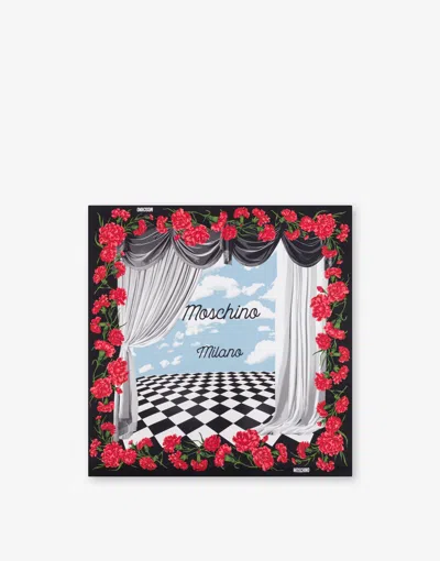 Moschino Printed Silk Scarf In Black